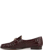 Sam Edelman Lucca Crocodile Embossed Leather Bit Buckle Flat Loafers