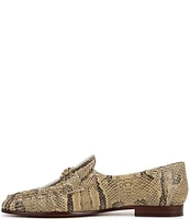 Sam Edelman Lucca Snake Print Leather Ruched Bit Buckle Flat Loafers