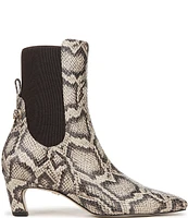 Sam Edelman Margo Snake Print Leather Elastic Gore Sculpted Heel Booties