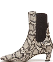 Sam Edelman Margo Snake Print Leather Elastic Gore Sculpted Heel Booties