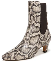 Sam Edelman Margo Snake Print Leather Elastic Gore Sculpted Heel Booties