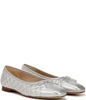 Sam Edelman Marilyn Quilted Leather Cap Toe Bow Detail Ballet Flats