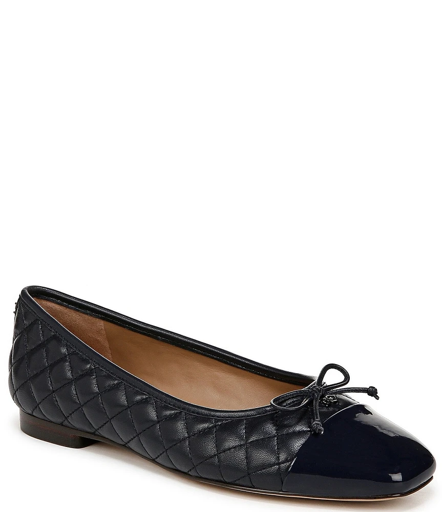 Sam Edelman Marilyn Quilted Leather Cap Toe Bow Detail Ballet Flats