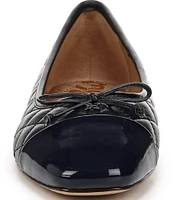 Sam Edelman Marilyn Quilted Leather Cap Toe Bow Detail Ballet Flats