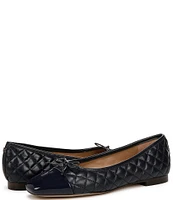 Sam Edelman Marilyn Quilted Leather Cap Toe Bow Detail Ballet Flats