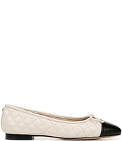 Sam Edelman Marilyn Quilted Leather Cap Toe Bow Detail Ballet Flats