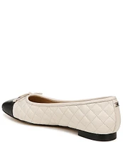 Sam Edelman Marilyn Quilted Leather Cap Toe Bow Detail Ballet Flats