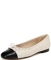 Sam Edelman Marilyn Quilted Leather Cap Toe Bow Detail Ballet Flats