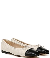 Sam Edelman Marilyn Quilted Leather Cap Toe Bow Detail Ballet Flats