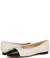 Sam Edelman Marilyn Quilted Leather Cap Toe Bow Detail Ballet Flats