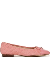 Sam Edelman Marilyn Quilted Suede Cap Toe Bow Detail Ballet Flats