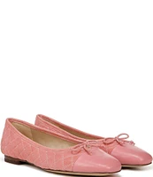 Sam Edelman Marilyn Quilted Suede Cap Toe Bow Detail Ballet Flats