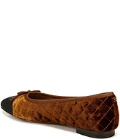 Sam Edelman Marilyn Quilted Velvet Cap Toe Bow Detail Ballet Flats