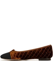 Sam Edelman Marilyn Quilted Velvet Cap Toe Bow Detail Ballet Flats