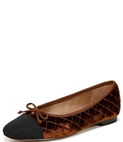 Sam Edelman Marilyn Quilted Velvet Cap Toe Bow Detail Ballet Flats