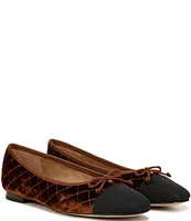 Sam Edelman Marilyn Quilted Velvet Cap Toe Bow Detail Ballet Flats