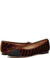 Sam Edelman Marilyn Quilted Velvet Cap Toe Bow Detail Ballet Flats