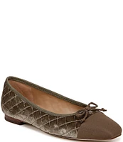 Sam Edelman Marilyn Quilted Velvet Cap Toe Bow Detail Ballet Flats