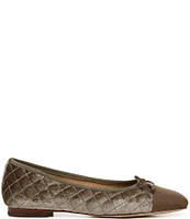 Sam Edelman Marilyn Quilted Velvet Cap Toe Bow Detail Ballet Flats