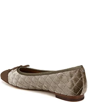 Sam Edelman Marilyn Quilted Velvet Cap Toe Bow Detail Ballet Flats