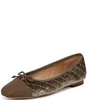 Sam Edelman Marilyn Quilted Velvet Cap Toe Bow Detail Ballet Flats