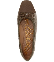 Sam Edelman Marilyn Quilted Velvet Cap Toe Bow Detail Ballet Flats