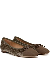 Sam Edelman Marilyn Quilted Velvet Cap Toe Bow Detail Ballet Flats