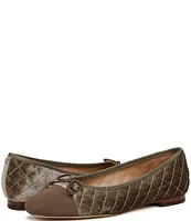 Sam Edelman Marilyn Quilted Velvet Cap Toe Bow Detail Ballet Flats