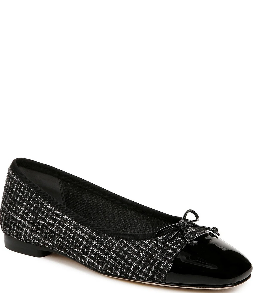 Sam Edelman Marley Boucle and Patent Cap Toe Bow Detail Ballet Flats