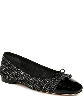 Sam Edelman Marley Boucle and Patent Cap Toe Bow Detail Ballet Flats