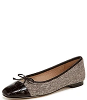 Sam Edelman Marley Herringbone and Croco Cap Toe Bow Detail Ballet Flats