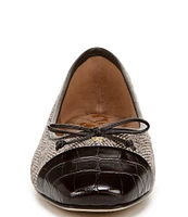 Sam Edelman Marley Herringbone and Croco Cap Toe Bow Detail Ballet Flats