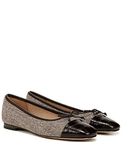 Sam Edelman Marley Herringbone and Croco Cap Toe Bow Detail Ballet Flats