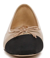 Sam Edelman Marley Leather Cap Toe Bow Detail Ballet Flats