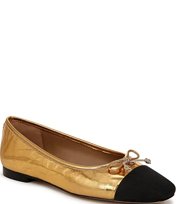 Sam Edelman Marley Leather Cap Toe Bow Detail Ballet Flats