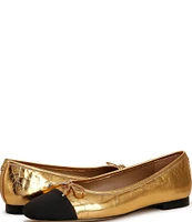 Sam Edelman Marley Leather Cap Toe Bow Detail Ballet Flats