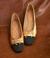 Sam Edelman Marley Leather Cap Toe Bow Detail Ballet Flats