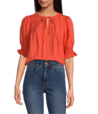 Sam Edelman Marlie V-Neck Short Sleeve Pleated Blouse