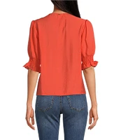 Sam Edelman Marlie V-Neck Short Sleeve Pleated Blouse