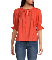 Sam Edelman Marlie V-Neck Short Sleeve Pleated Blouse