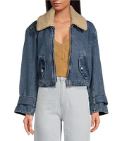 Sam Edelman Mesa Crop Collar Long Sleeve Denim Jacket