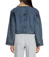 Sam Edelman Mesa Crop Collar Long Sleeve Denim Jacket