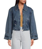 Sam Edelman Mesa Crop Collar Long Sleeve Denim Jacket