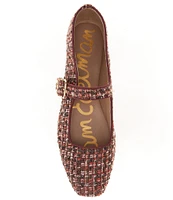 Sam Edelman Michaela Boucle Plaid Fabric Mary Jane Flats