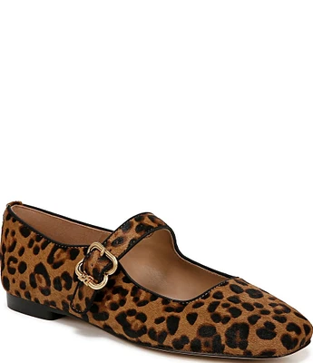 Sam Edelman Michaela Leopard Print Calf Hair Mary Jane Flats