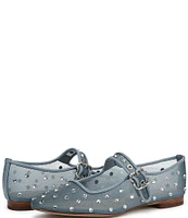 Sam Edelman Michaela Shine Mesh Gem Embellished Mary Jane Flats