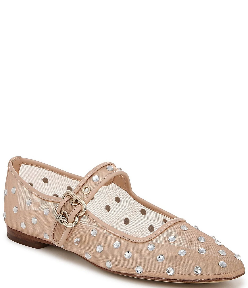 Sam Edelman Michaela Shine Mesh Gem Embellished Mary Jane Flats