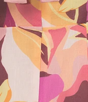 Sam Edelman Mock Neck Sleeveless Abstract Floral Printed Chiffon Sheath Midi Dress