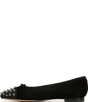 Sam Edelman Monet Suede Studded Cap Toe Bow Detail Ballet Flats