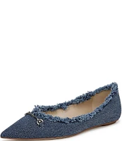 Sam Edelman Nori Fray Denim Bit Buckle Pointed Toe Flats